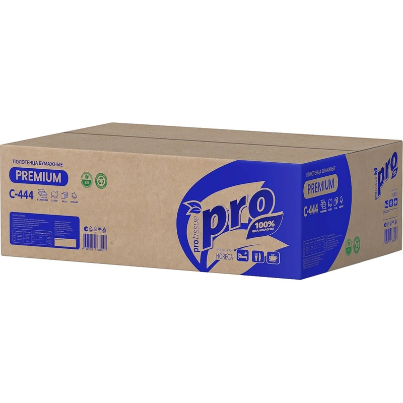 Полотенца бумажные Z-сложения двухслойные Protissue Premium 24 х 22,5 см, целлюлоза, 150 л